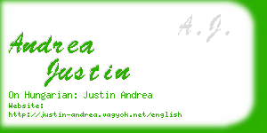 andrea justin business card